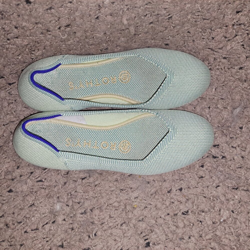 ROTHY'S-Round Toe-Mint Green-Retired-Slip On Flats-Size 5.5-Near Mint - Picture 7 of 8